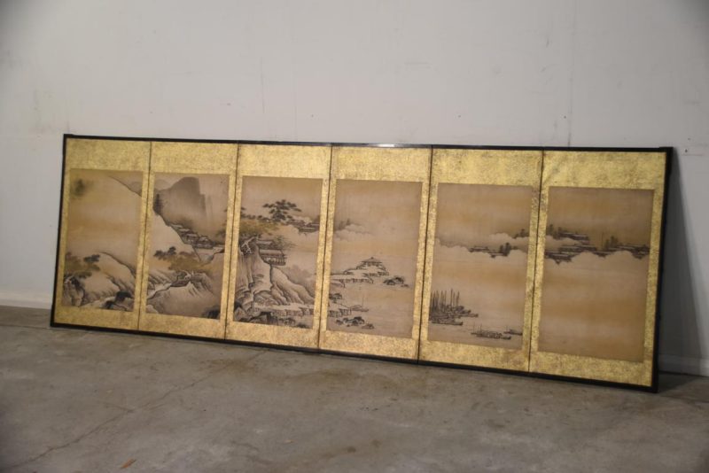 Early Edo Period Ink Brush Landscapes 6 Panel Screen Width:Width:2850mm - Image 8