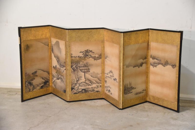 Early Edo Period Ink Brush Landscapes 6 Panel Screen Width:Width:2850mm - Image 4