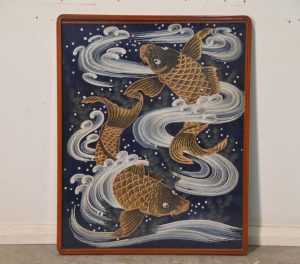 Japanese Koi Shishu Embroidery Framed Width:680mm