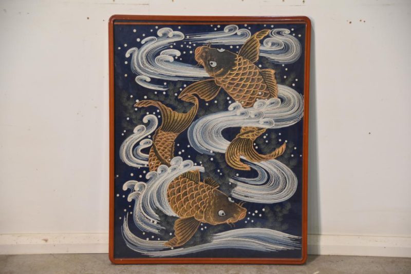 Japanese Koi Shishu Embroidery Framed Width:680mm