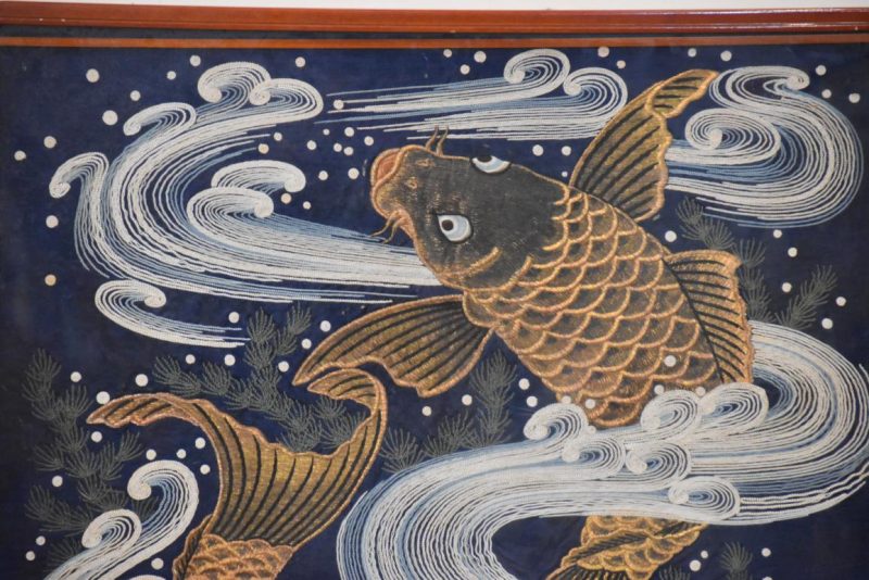 Japanese Koi Shishu Embroidery Framed Width:680mm - Image 2