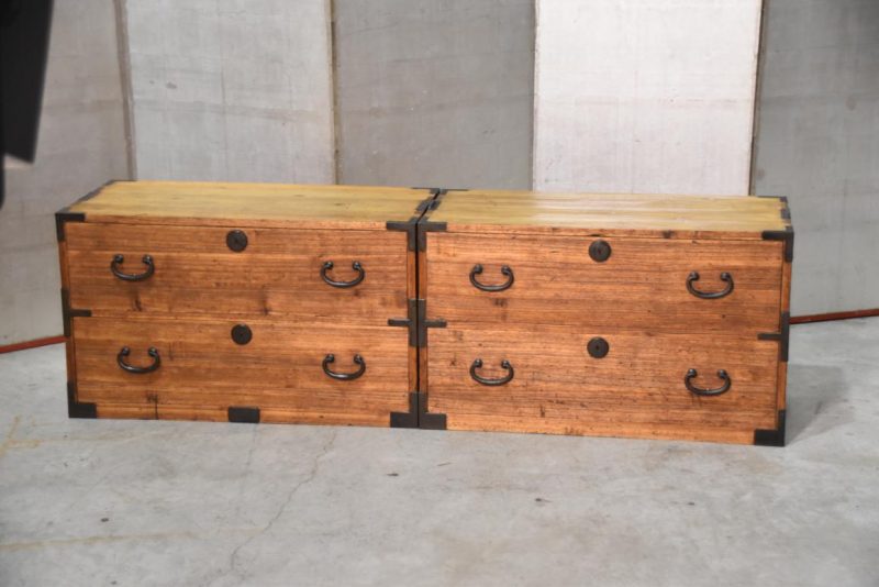 Antique 4 Drawer Clothing Chest (2 Sections) Width:842mm - Image 4