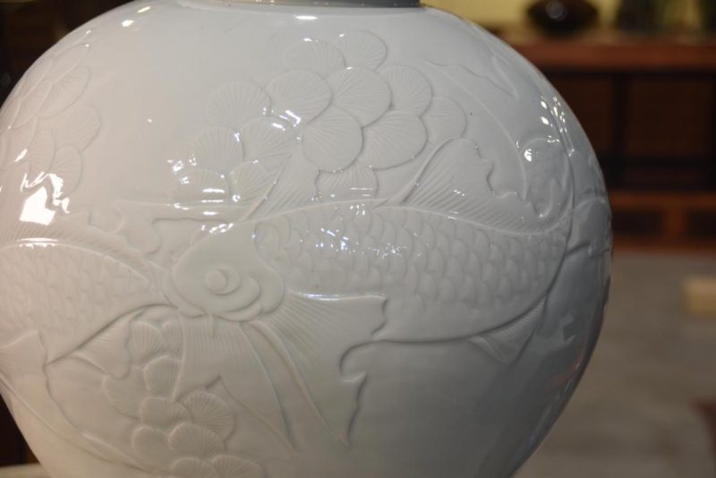 Japanese Hakuji White Celadon Vase Width:385mm - Image 8