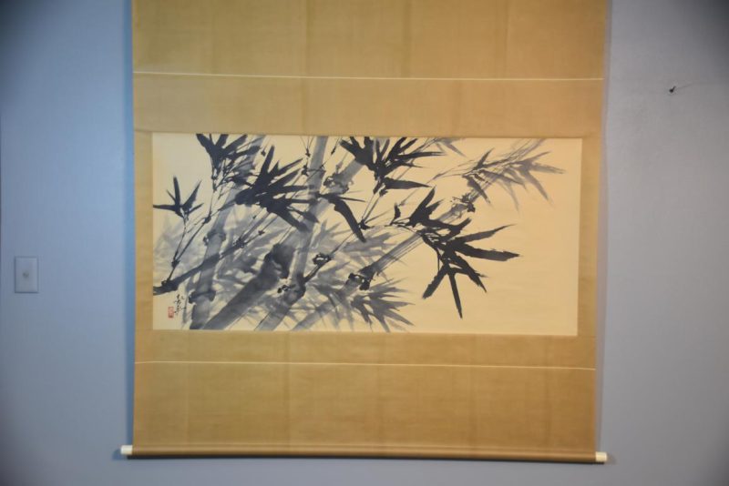 Large Japanese Sumi-E Ink Brush Bamboo Scroll Width:1515mm
