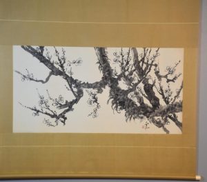 Large Japanese Sumi-E Ink Brush Matsu Pine Scroll Width:1430mm