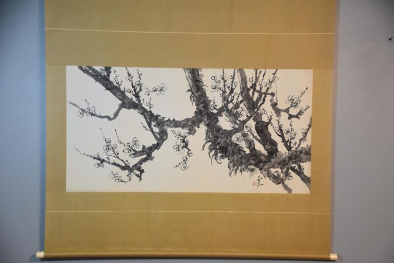 Large Japanese Sumi-E Ink Brush Matsu Pine Scroll Width:1430mm