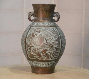 Japanese Seido Bronze Vase Height:330mm