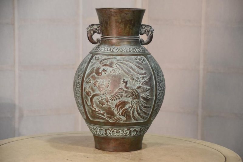 Japanese Seido Bronze Vase Height:330mm