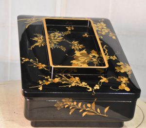 Japanese Maki-E Lacquer Lidded Box Length:460mm.