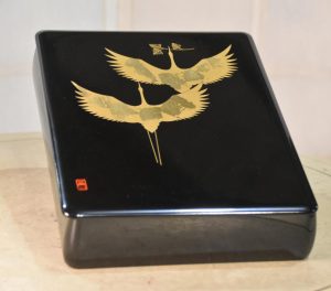 Vintage Japanese Lacquered Letter Box  Tebako Width:295mm