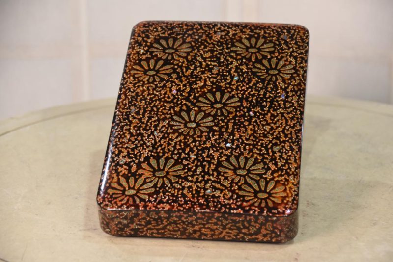 Japanese Wakasa Lacquer Suzuri Bako Writing Box Width:245mm