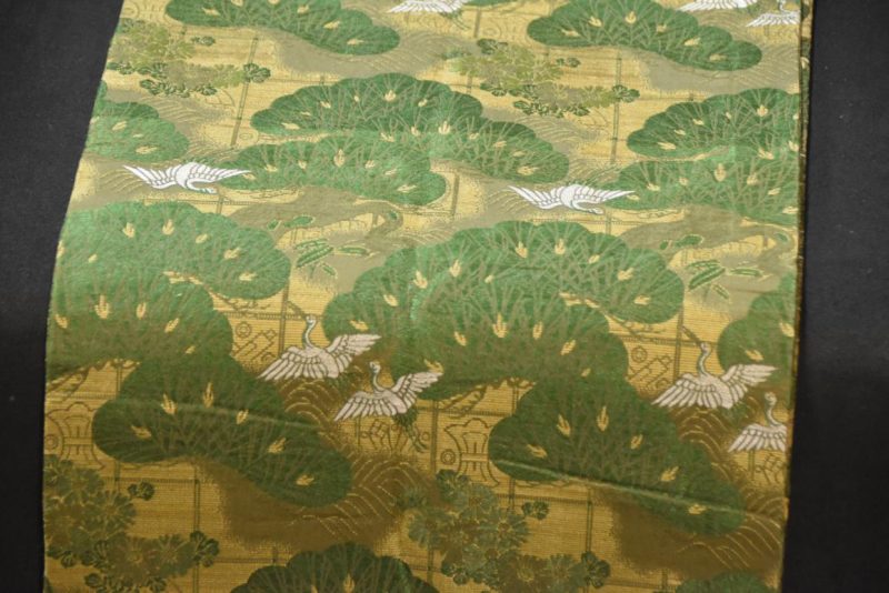 Flying Cranes with gold detail Obi Length:4000mm - Image 2