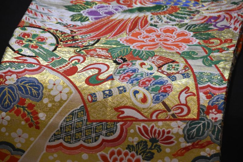 Vintage Sash Table Runner Maru Obi Decorated with Phoenix Width:4000mm - Image 7