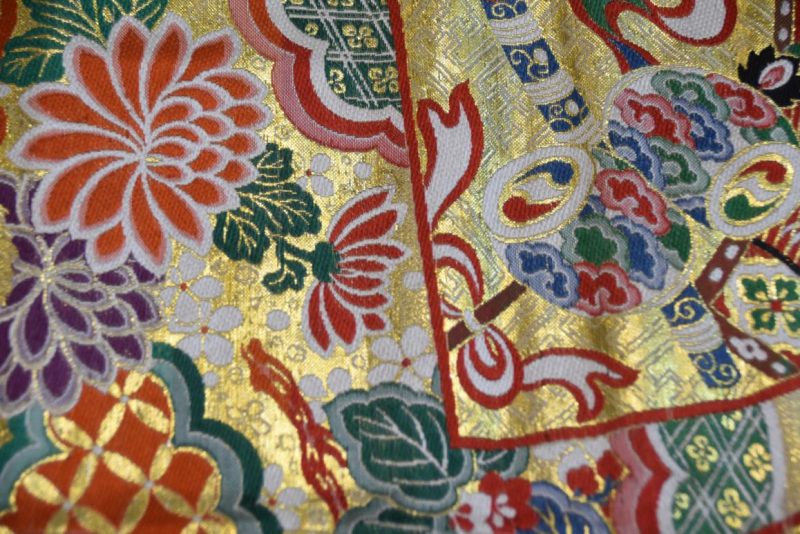 Vintage Sash Table Runner Maru Obi Decorated with Phoenix Width:4000mm - Image 5