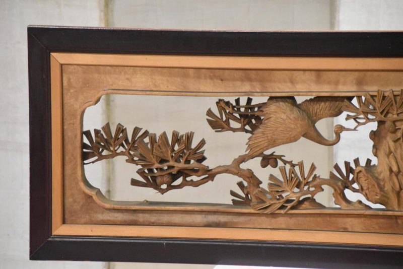 Japanese Carved Wooden Rama Transom with lacquered frame Width:1220mm - Image 6