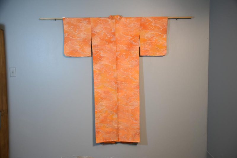 Japanese Orange Silk Kimono