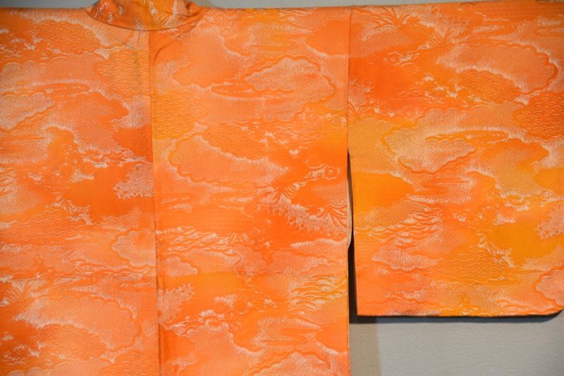 Japanese Orange Silk Kimono - Image 5