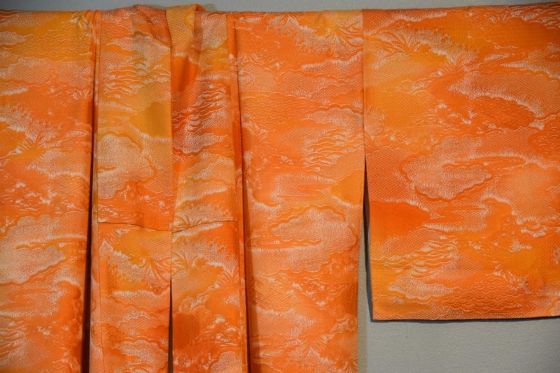 Japanese Orange Silk Kimono - Image 4
