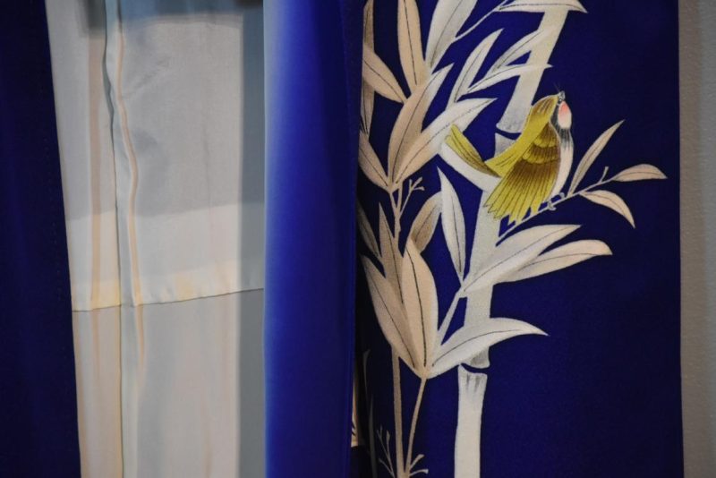 Japanese Blue Silk Kimono - Image 3