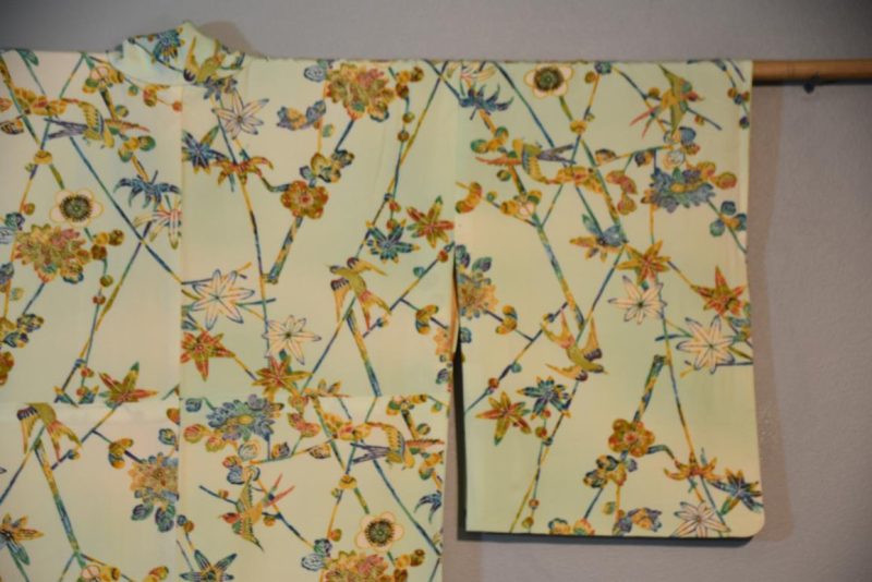Japanese Pale Green Silk Kimono - Image 7
