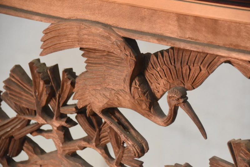 Japanese Carved Wooden Rama Transom with lacquered frame Width:1710mm - Image 6