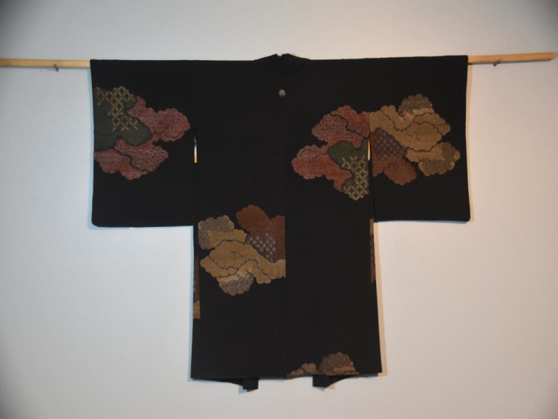 Vintage Silk Haori Jacket with Metallic Thread
