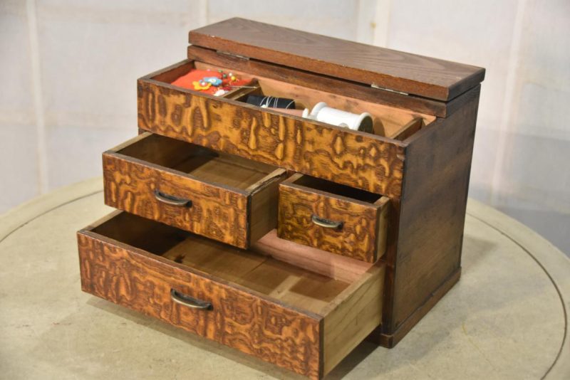 Japanese Burled Sewing Box - Image 5