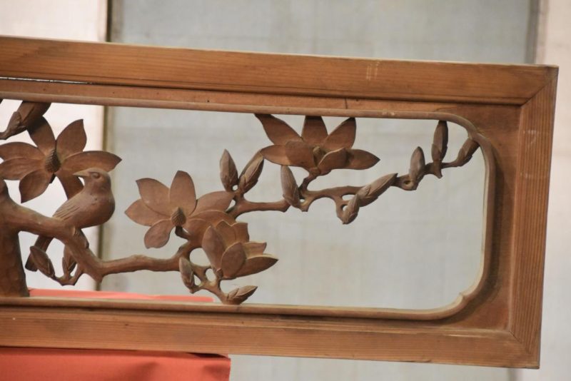 Japanese Carved Magnolia Rama Transom Width:1700mm - Image 4
