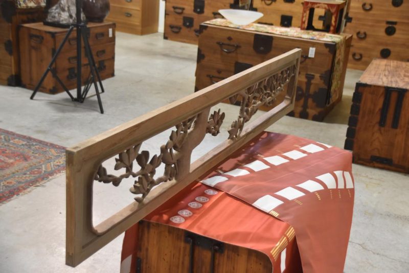 Japanese Carved Magnolia Rama Transom Width:1700mm - Image 8