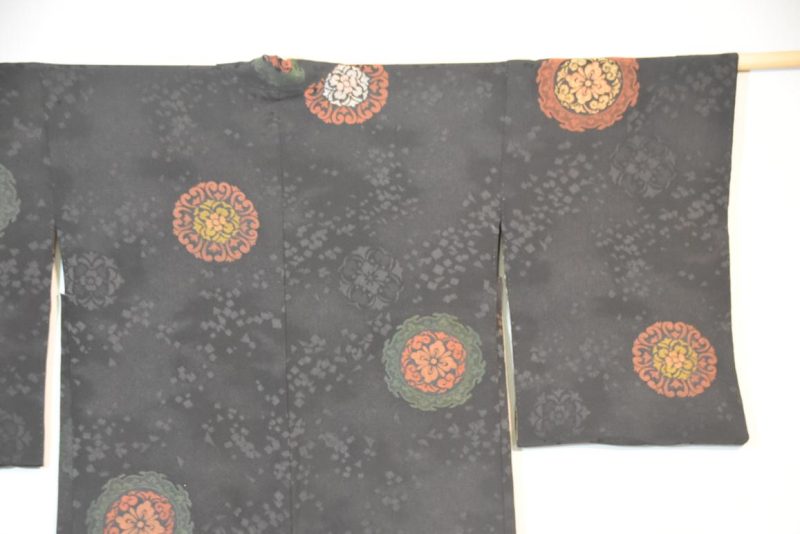 Vintage Black Silk Haori Jacket with Lacquered Threads - Image 6