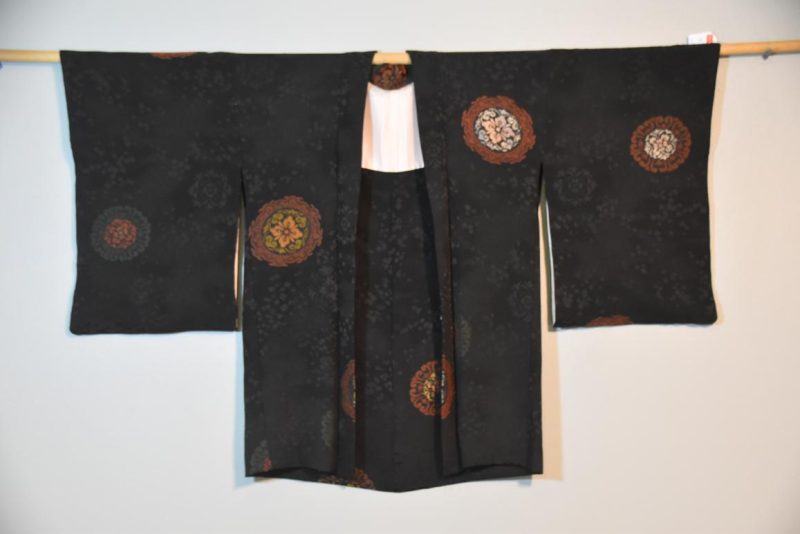 Vintage Black Silk Haori Jacket with Lacquered Threads - Image 5