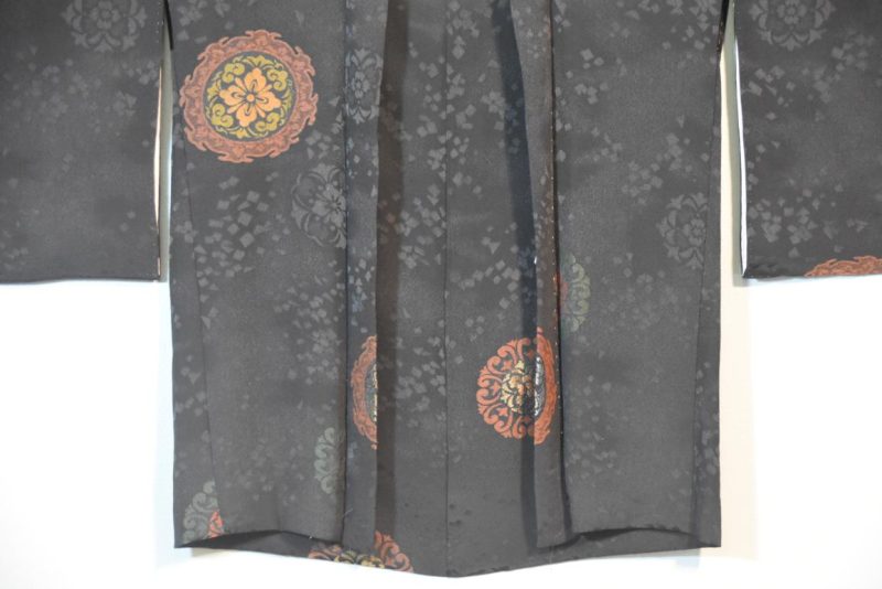Vintage Black Silk Haori Jacket with Lacquered Threads - Image 3
