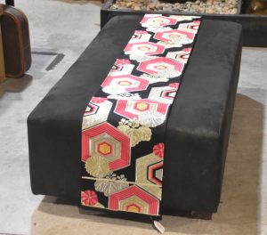 Japanese Red, Black Gold and Silver Obi Sash Width:4000mm