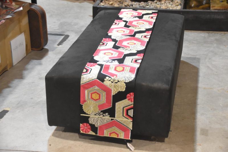 Japanese Red, Black Gold and Silver Obi Sash Width:4000mm