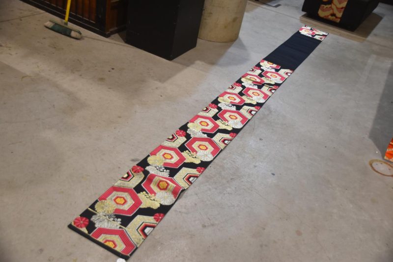 Japanese Red, Black Gold and Silver Obi Sash Width:4000mm - Image 4