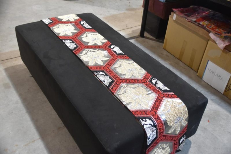 Japanese Red, Black Gold and Silver Obi Sash Width:4000mm - Image 4