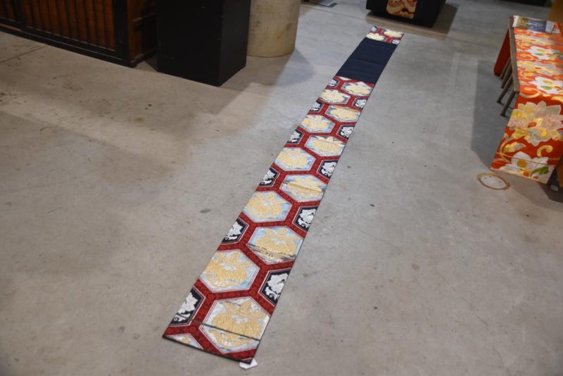 Japanese Red, Black Gold and Silver Obi Sash Width:4000mm - Image 3