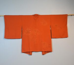 Vintage Deep Orange Silk Haori Jacket