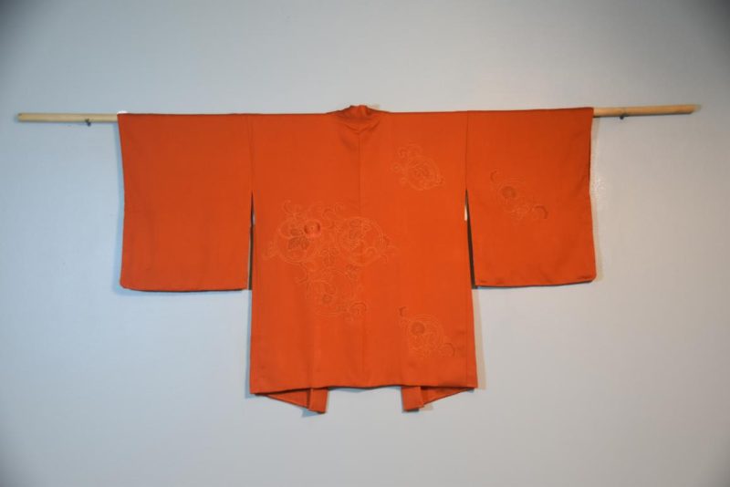Vintage Deep Orange Silk Haori Jacket