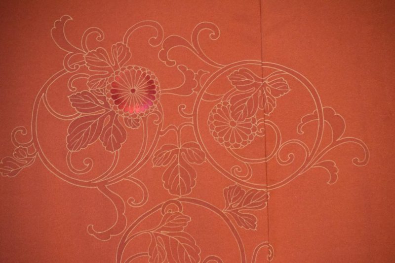 Vintage Deep Orange Silk Haori Jacket - Image 2