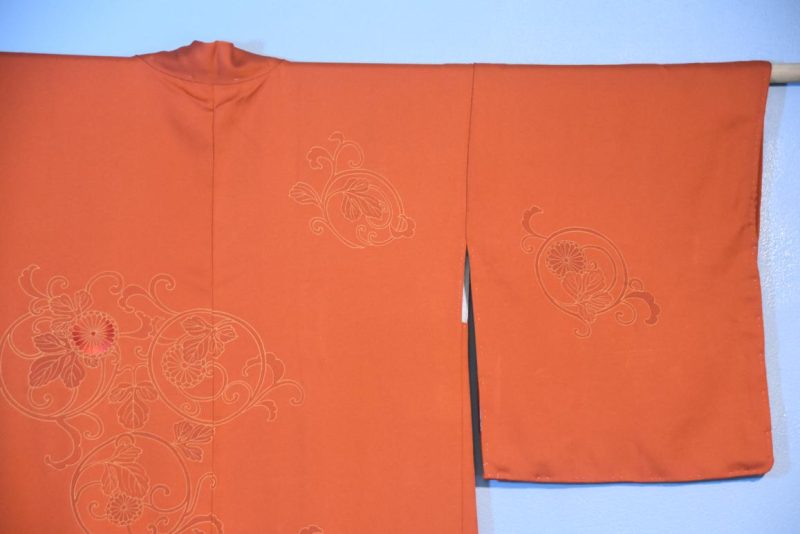 Vintage Deep Orange Silk Haori Jacket - Image 5