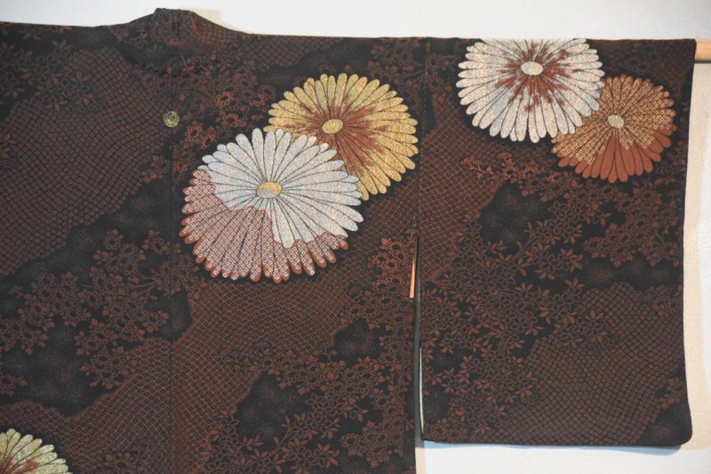 Vintage Black Silk Haori Jacket with Lacquered Threads - Image 2