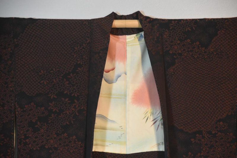 Vintage Black Silk Haori Jacket with Lacquered Threads - Image 3
