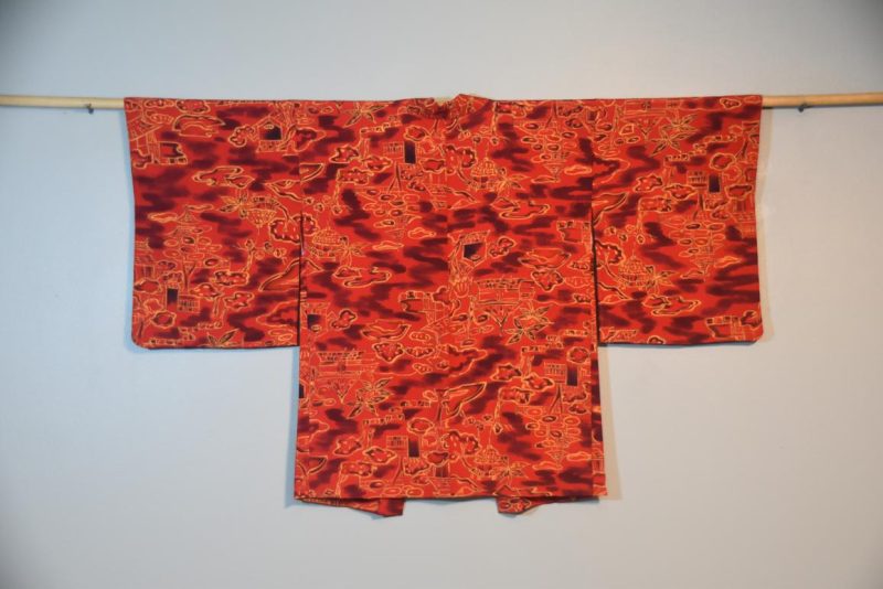 Vintage Deep Orange Silk Haori Jacket