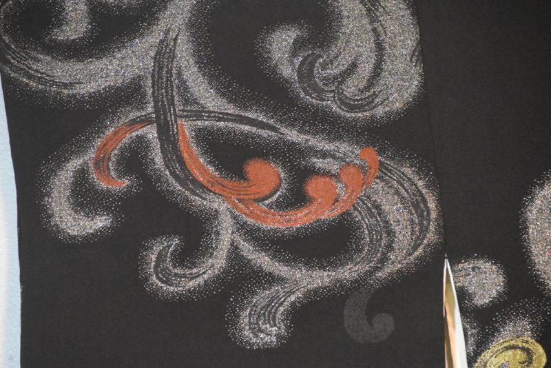 Vintage Black Silk Haori Jacket with Lacquered Threads - Image 4