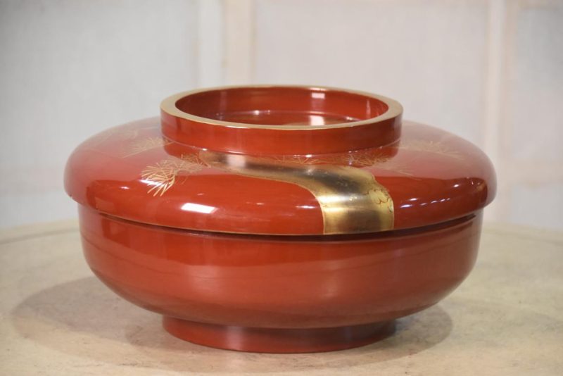 Japanese Maki-E Lacquer Lidded Bowl Width:260mm - Image 2