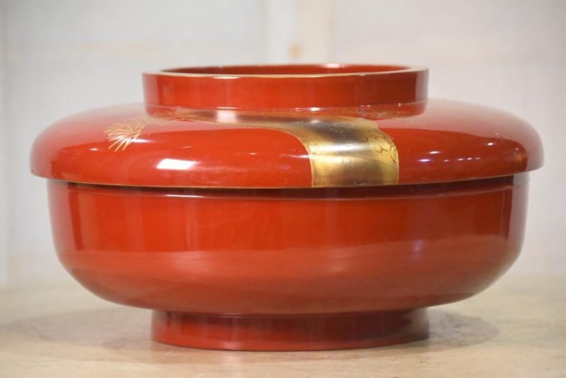 Japanese Maki-E Lacquer Lidded Bowl Width:260mm - Image 4