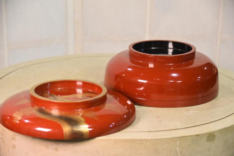 Japanese Maki-E Lacquer Lidded Bowl Width:260mm - Image 5