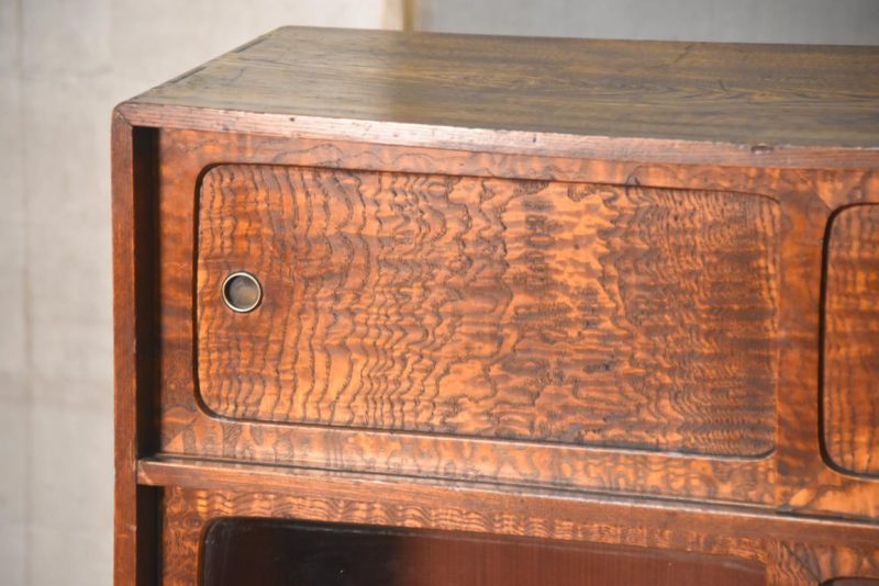 Vintage Burled Mulberry Chadansu Tea Utensil Chest Width:740mm - Image 11