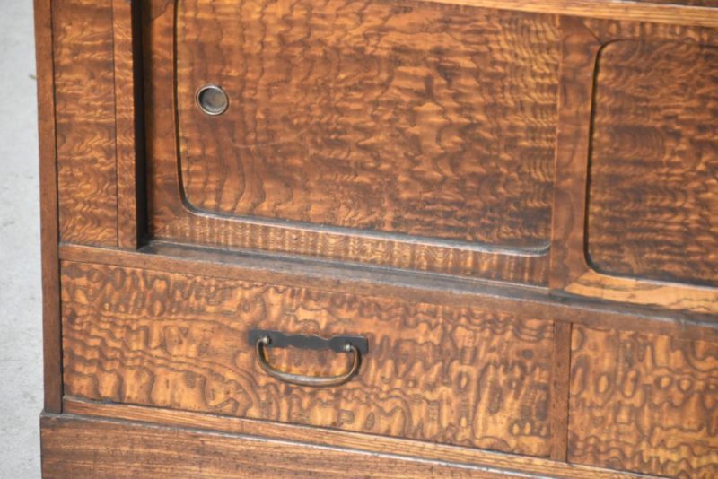 Vintage Burled Mulberry Chadansu Tea Utensil Chest Width:740mm - Image 10